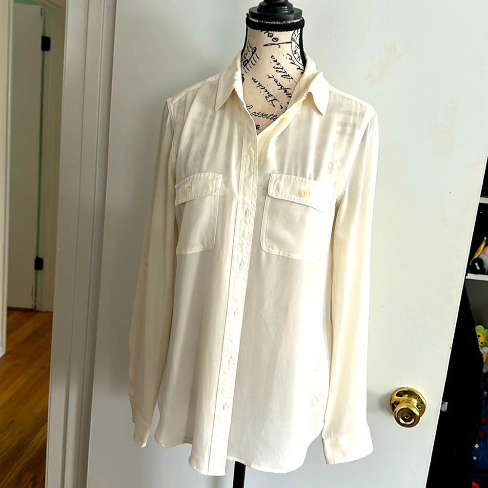 LOFT Brand Sheer White Blouse